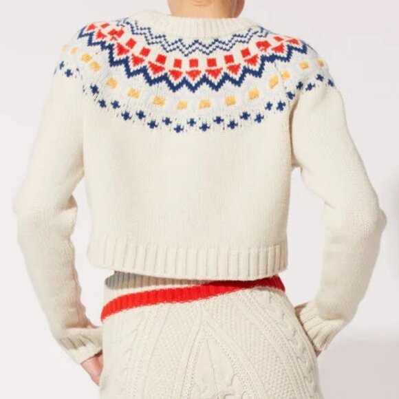 Solid & Striped Carley Fair Isle Cropped Wool Sweater in Ivory Multi - Picture 3 of 11
